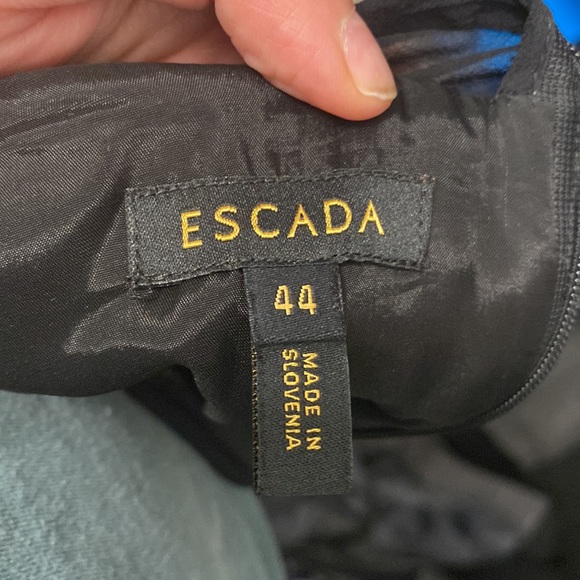 Escada Black Dranina Sleeveless Sheer Top Solid Bottom Contour Dress EUR 44 - Picture 8 of 9